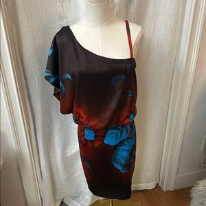 Jessica Simpson Elegant Burgandy & Teal Floral Dress.